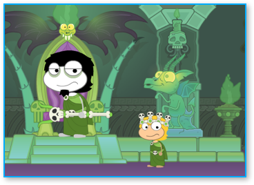 Inside the throne room of Hades in Poptropica