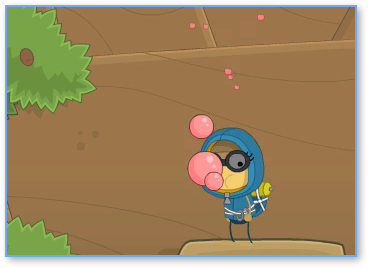 Blowing bubbles with gum in Poptropica