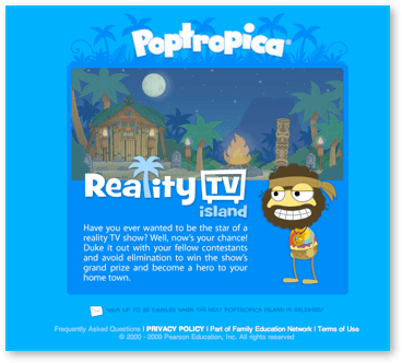 Poptropica Reality TV Island