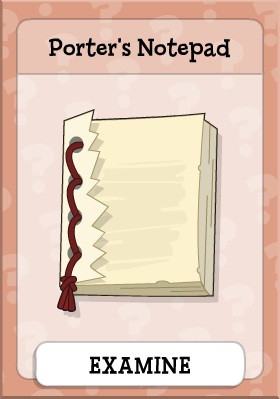 Porter's Notepad in Mystery Train Island